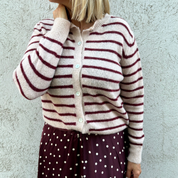 Black Colour - Dell Striped Knit Cardigan