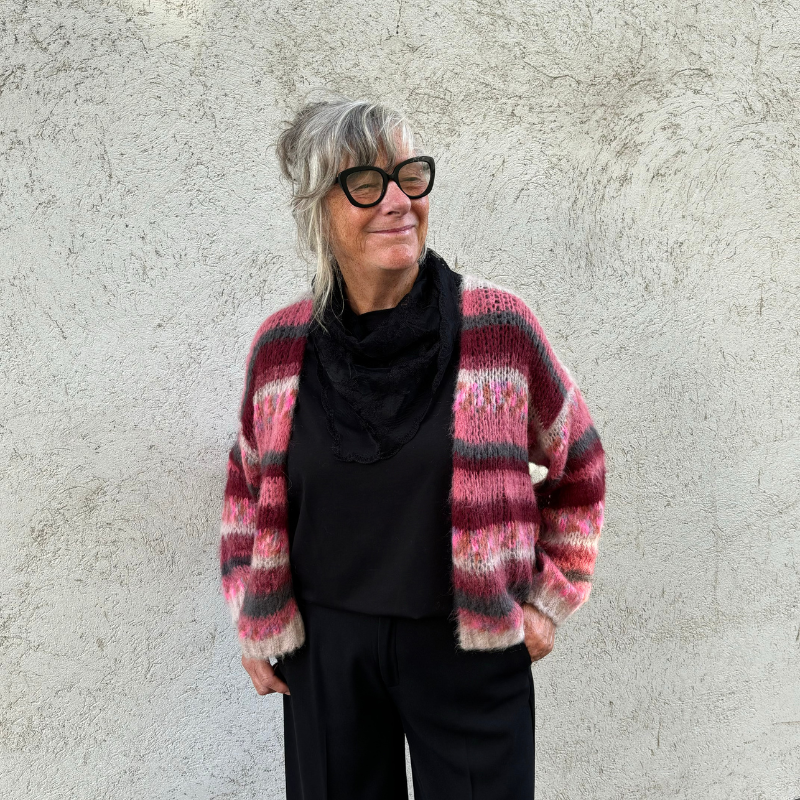 Black Colour - Fontana Multi Striped Cardigan