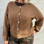 Black Colour - Bella Knit Cardigan Camel