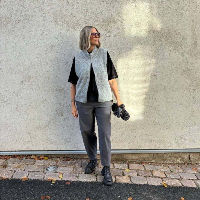 Black Colour - Beverly Barrel Pant SteelGray