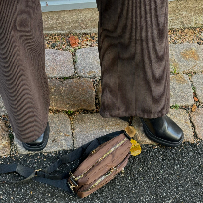 Black Colour - Cora Corduroy Box Pant Coffee