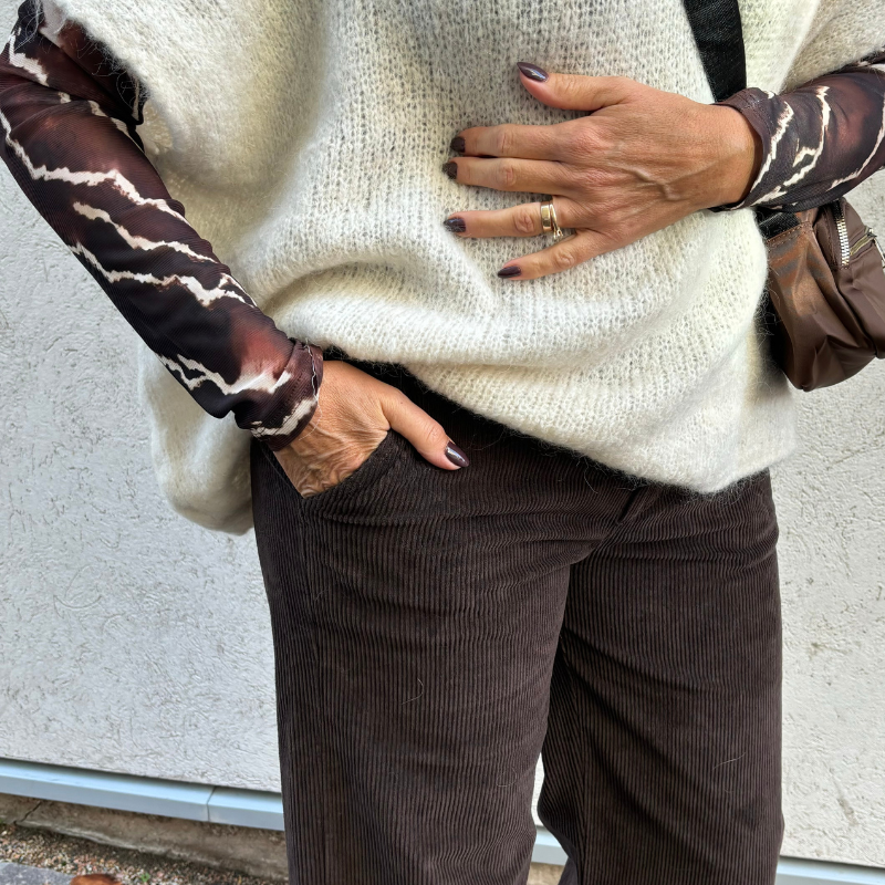 Black Colour - Cora Corduroy Box Pant Coffee