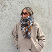 Black Colour - Leoni Chequered Scarf Gray