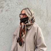 Black Colour - Leoni Cheqered Scarf Mocca