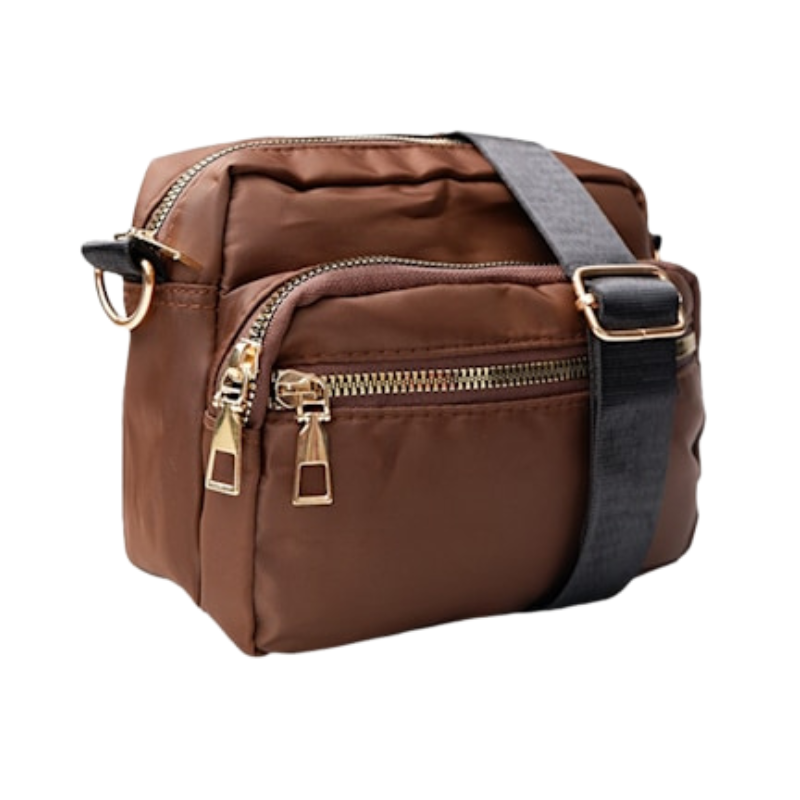 Black Colour - Viggy Nylon Bag Small Mocca