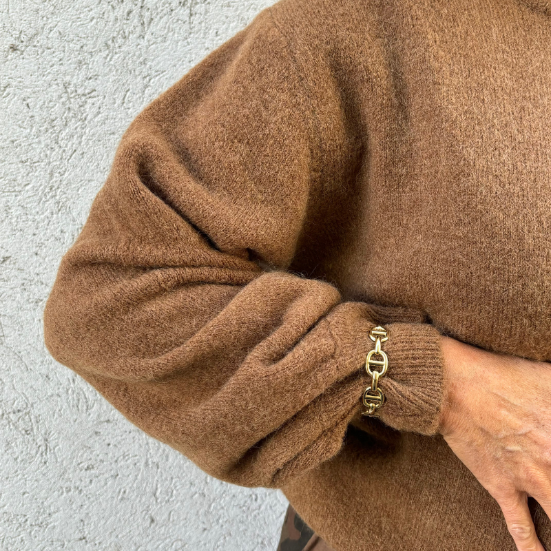 Black Colour - Bella Knit Cardigan Camel