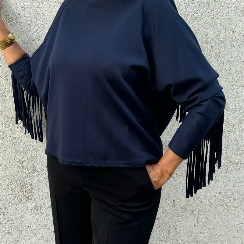 MinouMinou - Tröja Backyard Fringe – Marinblå OneSize