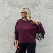 MinouMinou  - Tröja Backyard Fringe – Vinröd OneSize