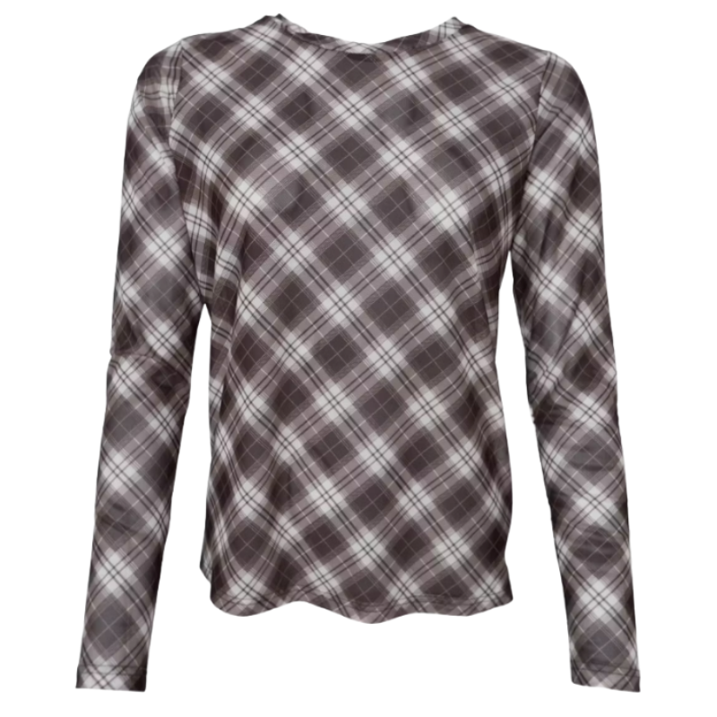 BlackColour - Kamma Mesh Blouse Brown Tartan