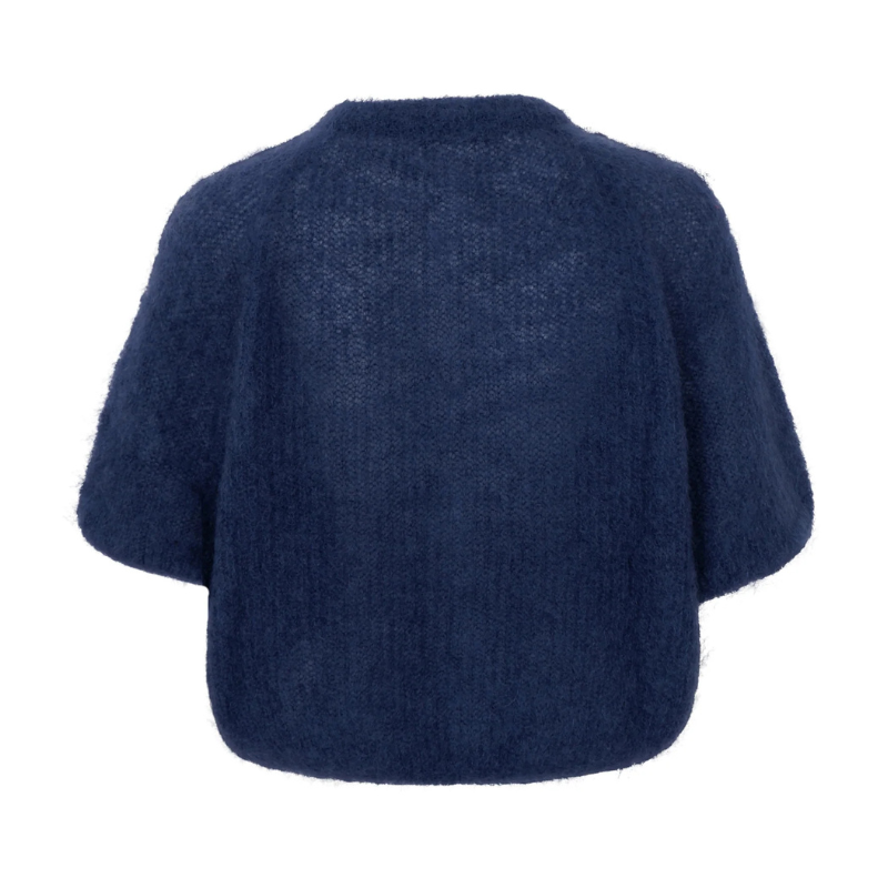 Black Colour Bjoerk – Stickad Mohairkofta Marinblå