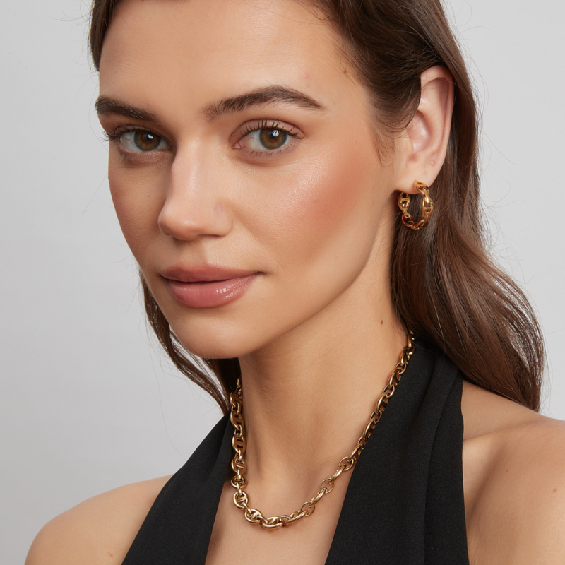By Jolima - Celine Chain Hoop Gold