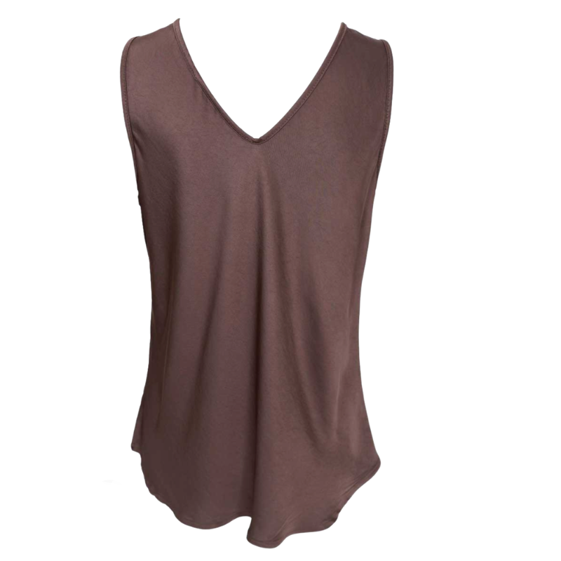 Black Colour - Double V-Neck Top Coffe