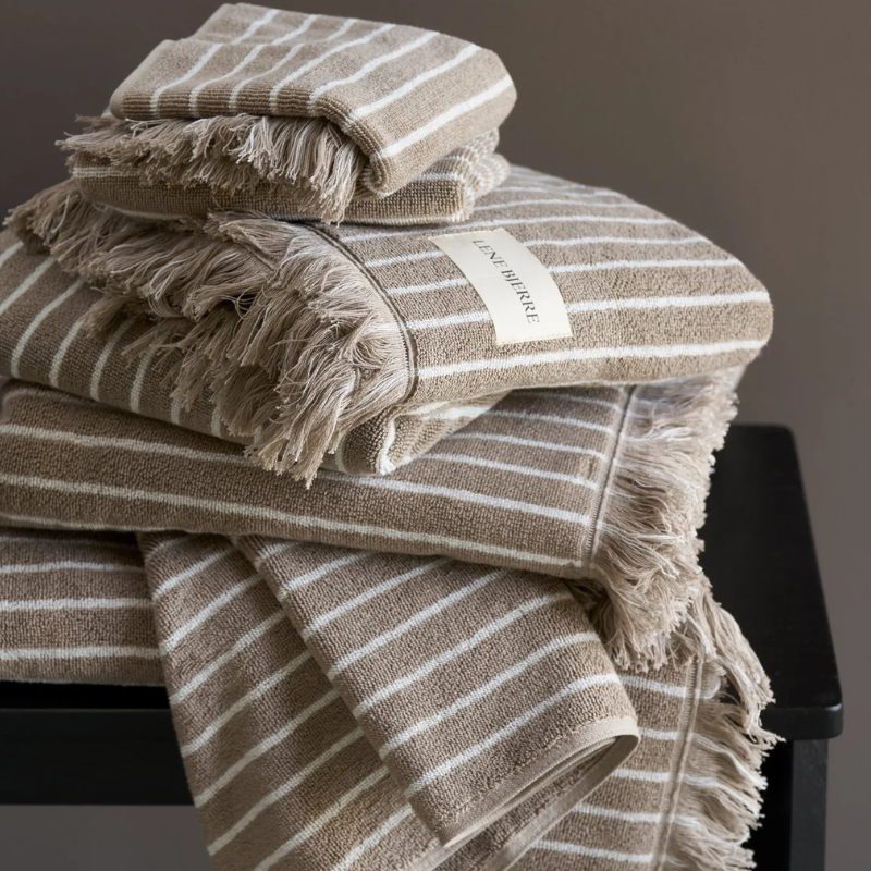 Lene Bjerre - Ayane Handduk Linen/White 100x50cm