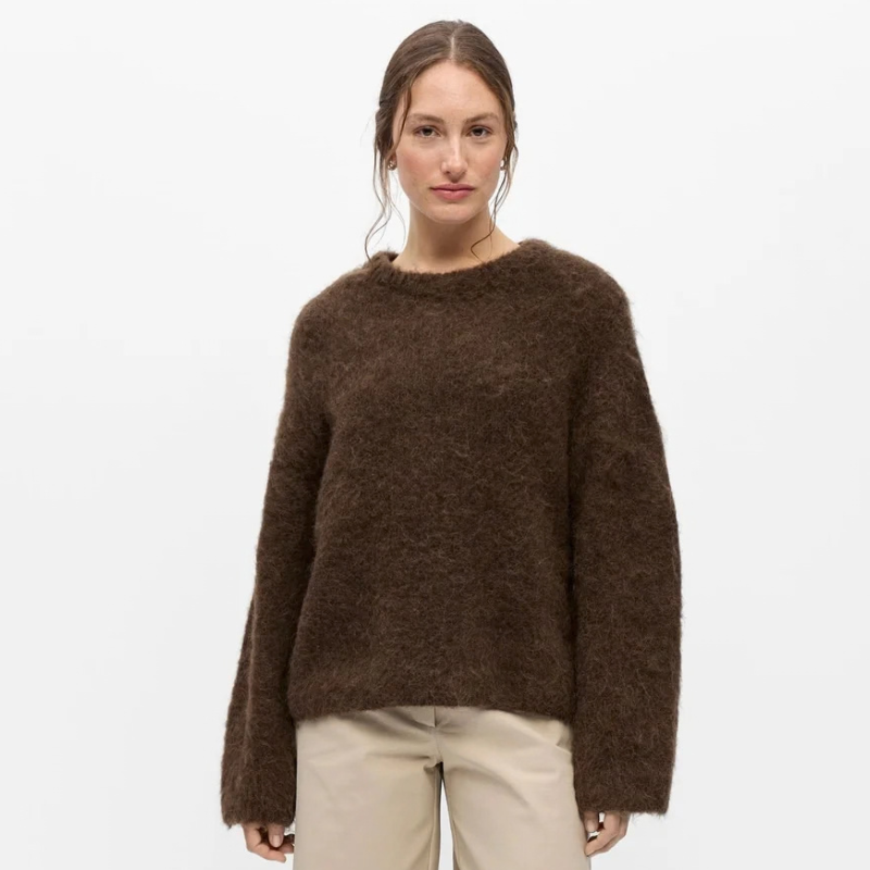 Object - Harry L/S Low Knit Pullover Brown