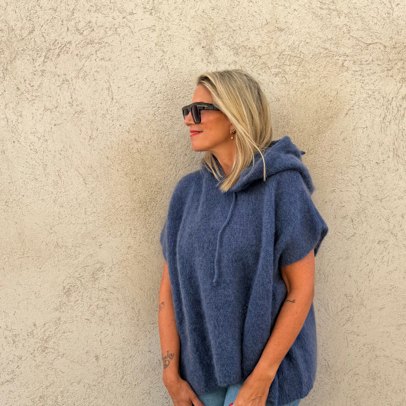 Cabana Living Soul – Stickad huvtröja Blue Jeans