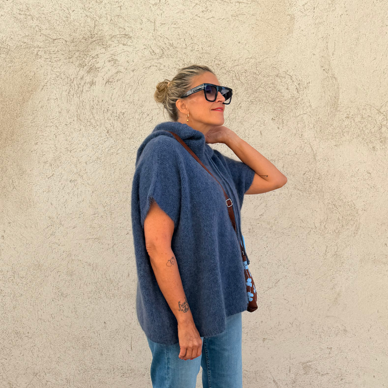 Cabana Living Soul – Stickad huvtröja Blue Jeans