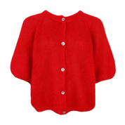 BlackColour-Bjoerk Patent Knit Cardigan, red