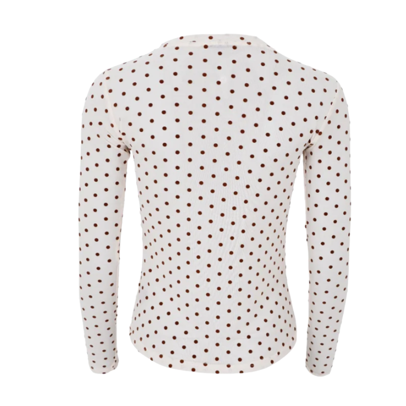 Black Colour - Jennie Dotted Mesh Blouse Cream