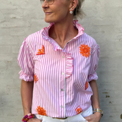 Not Sisters - Ebba Shirt, white, pink , orange