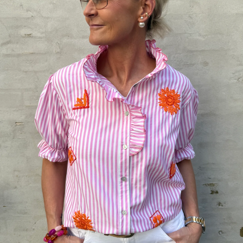 Not Sisters - Ebba Shirt, white, pink , orange