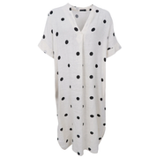 Black Colour - Melina Long Linen Dress Dots