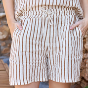 Black Colour - Lina Linen Shorts Camel