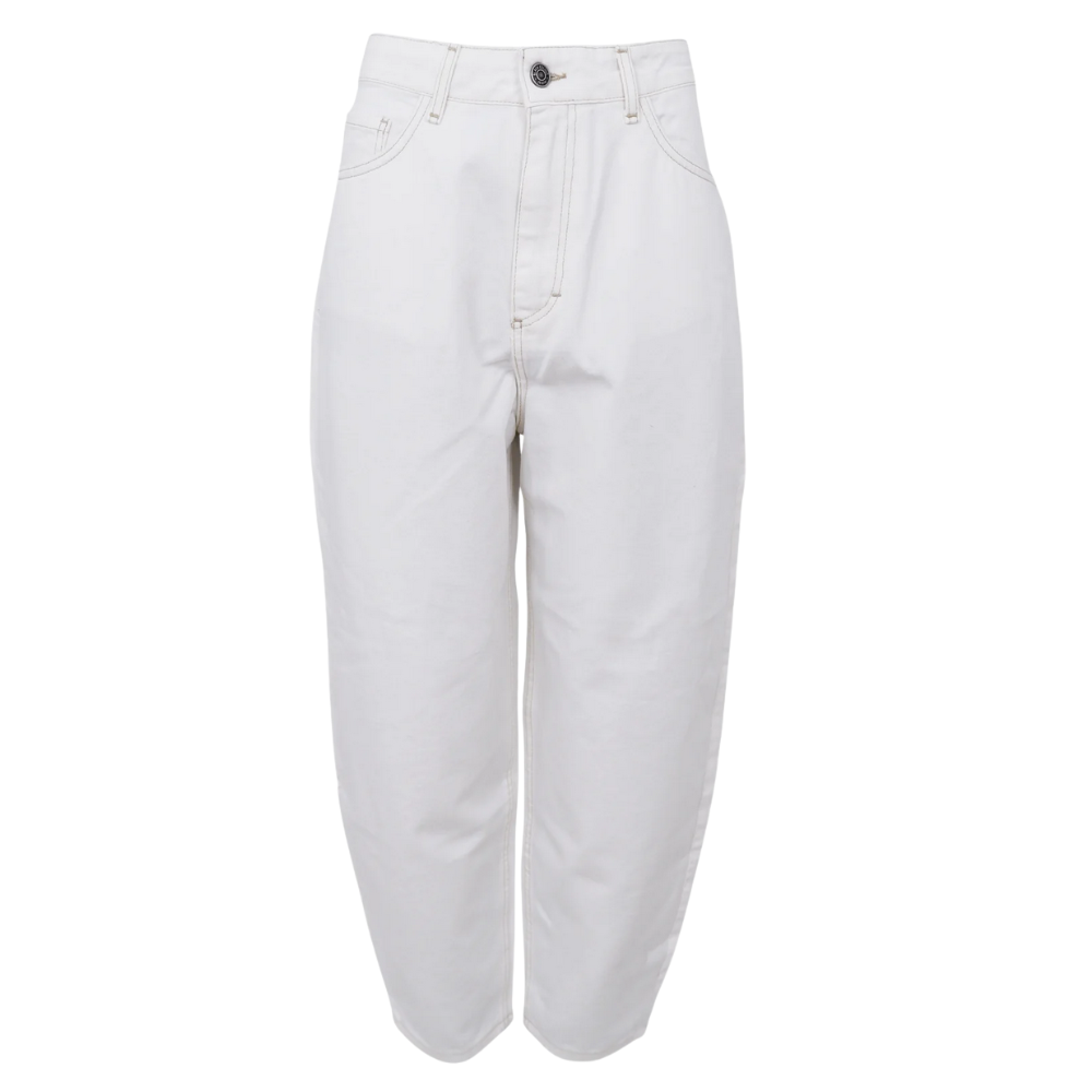 Black Colour-Cizzy Barrel Pant, offwhite