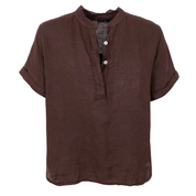 Black Colour - Elina SS Linen Shirt Coffee