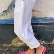 Not  Sisters - Vera Linen Pants, Optical White