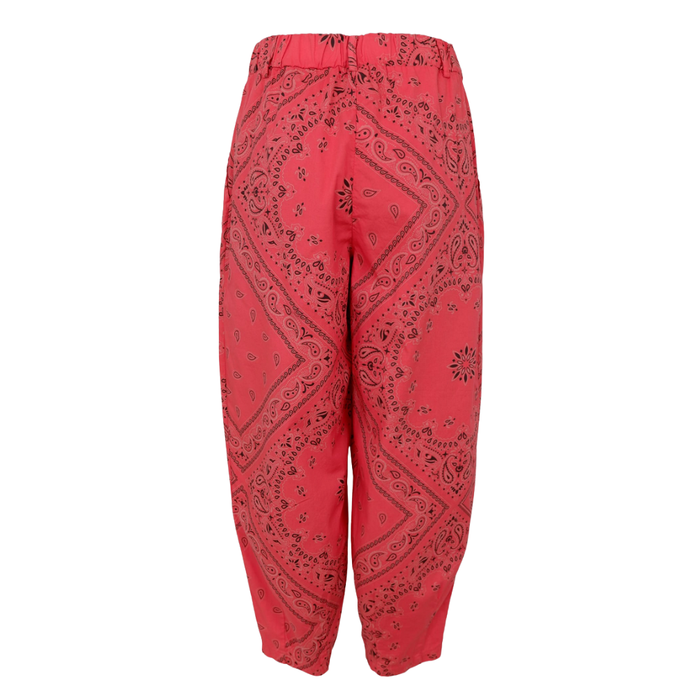 Black Colour-Cabbie Barrel Pant, red paisley