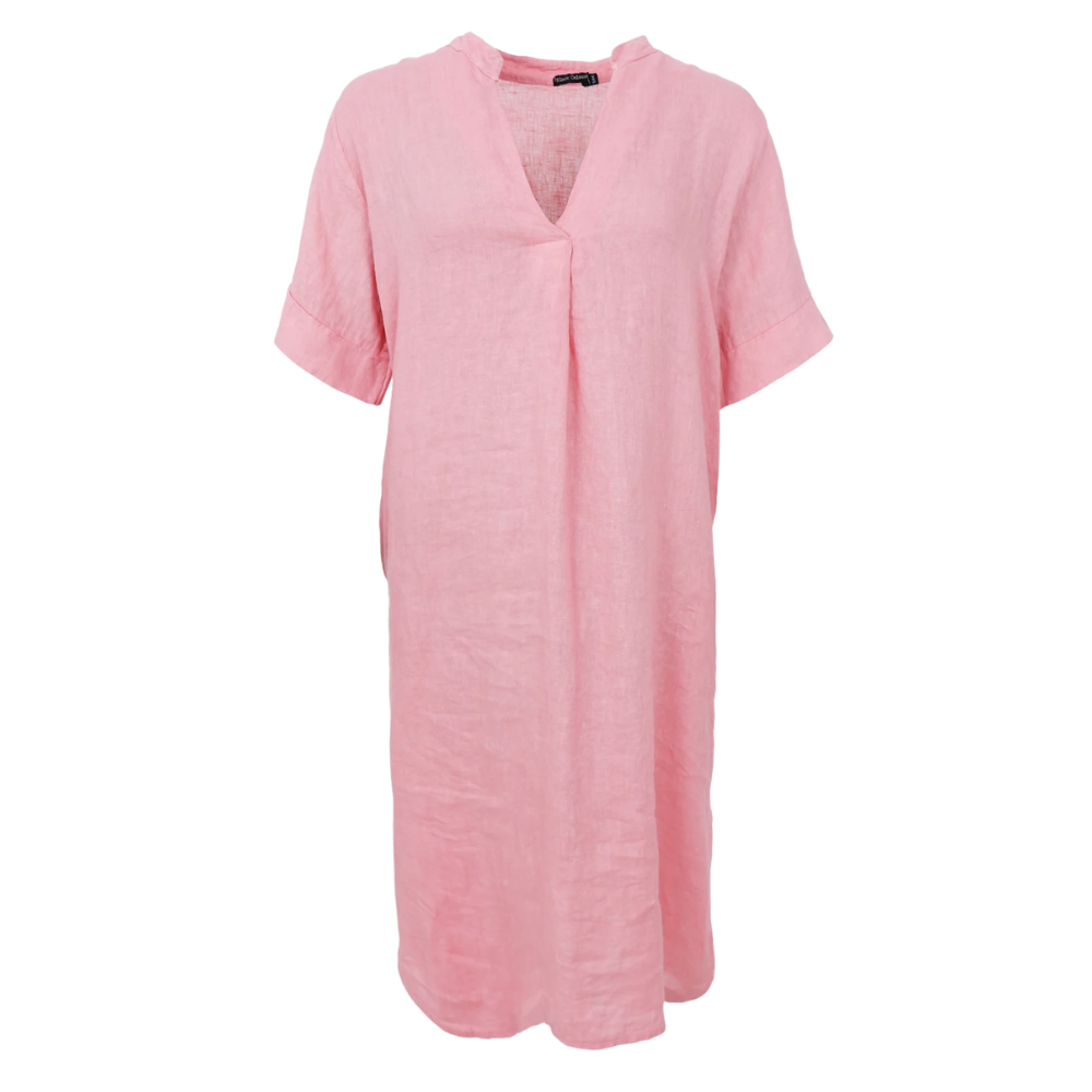 Black Colour - Melina Long Linen Dress Candy Rose