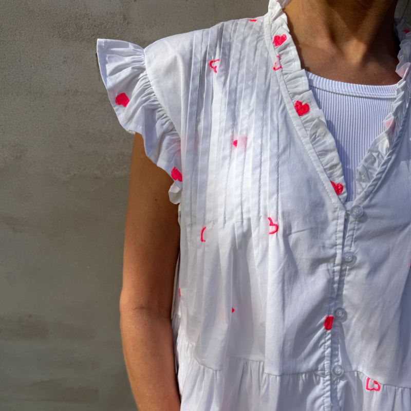 Not Sisters - Micado Blouse, White/Fuchsia Fluo
