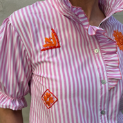 Not Sisters - Ebba Shirt, white, pink , orange