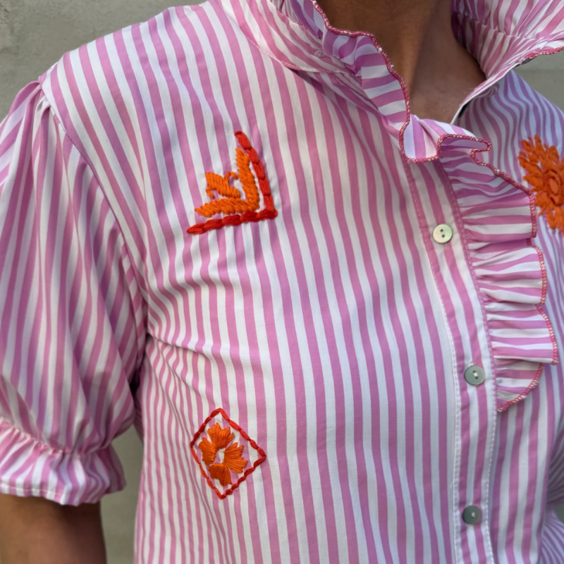 Not Sisters - Ebba Shirt, white, pink , orange