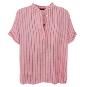 Black Colour - Melina SS Linen Shirt Rose Stripe