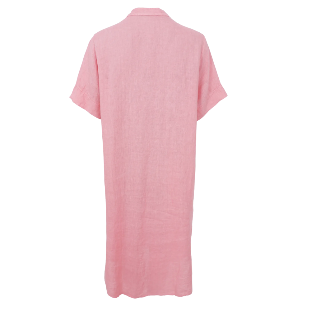 Black Colour - Melina Long Linen Dress Candy Rose
