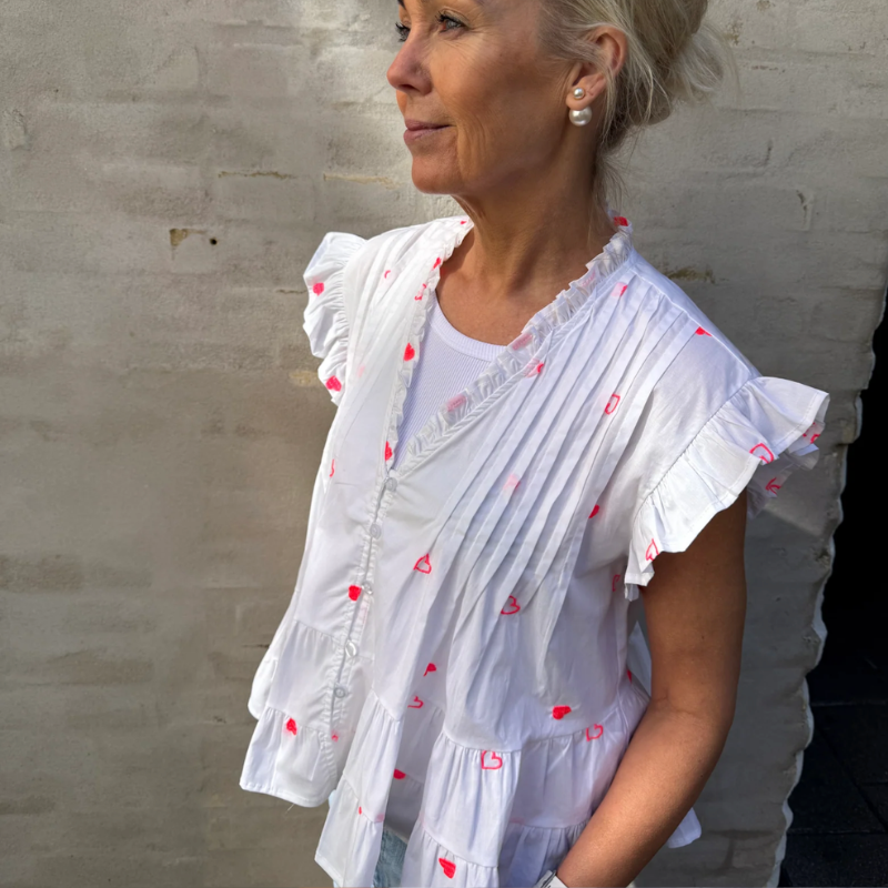Not Sisters - Micado Blouse, White/Fuchsia Fluo