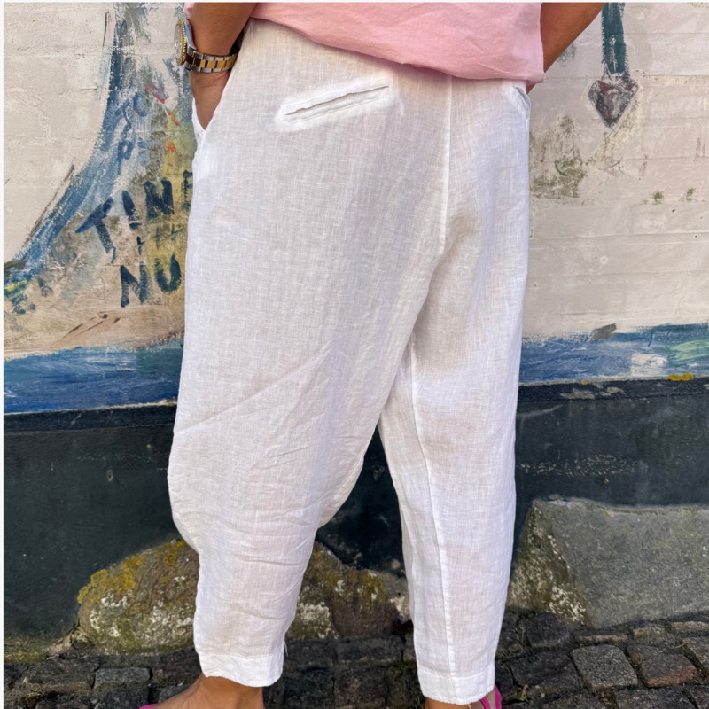 Not  Sisters - Vera Linen Pants, Optical White