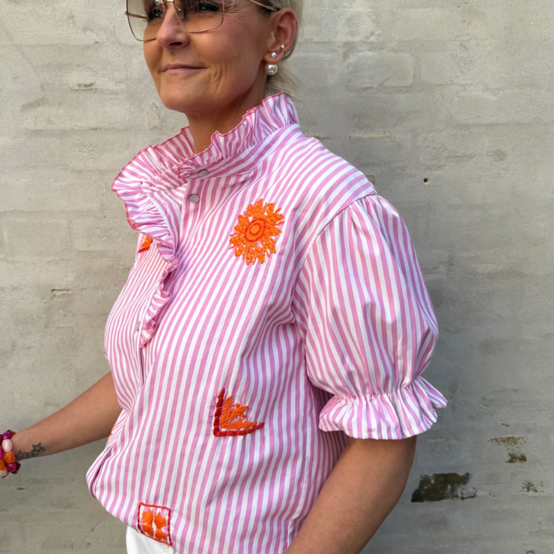 Not Sisters - Ebba Shirt, white, pink , orange