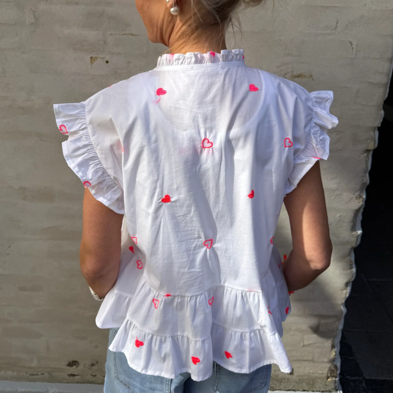 Not Sisters - Micado Blouse, White/Fuchsia Fluo