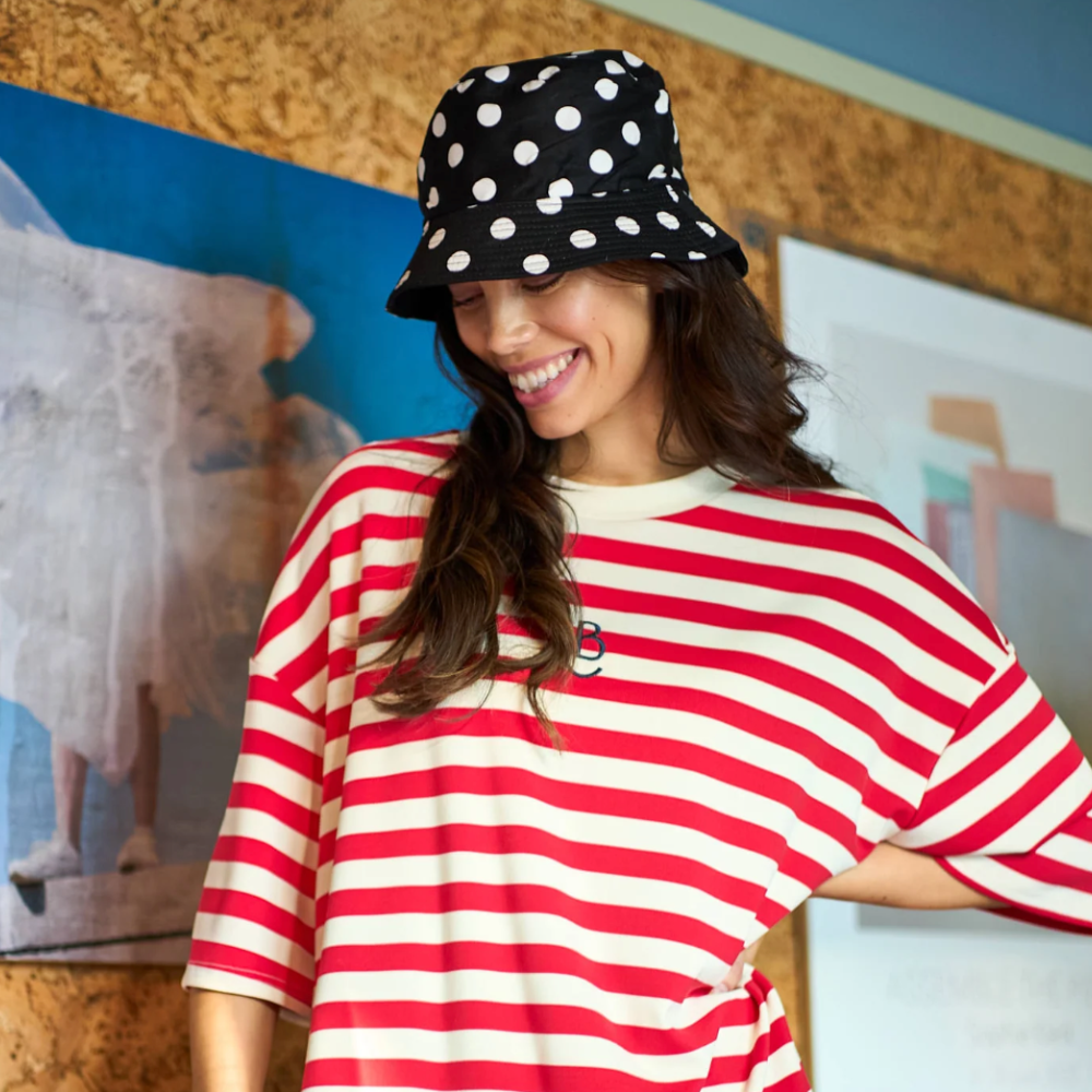 Black Colour - Runa Bucket Hat Black/White Dot