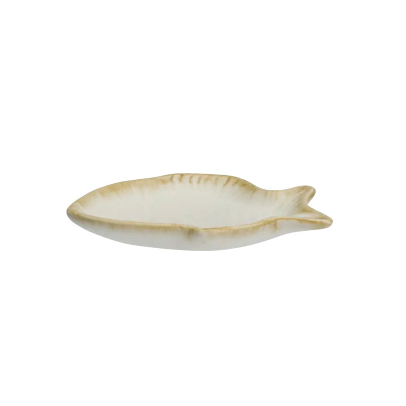 Madam Stoltz-Stoneware Small Fishtray - offwhite