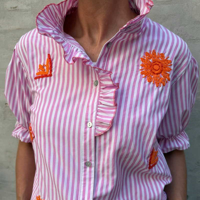 Not Sisters - Ebba Shirt, white, pink , orange