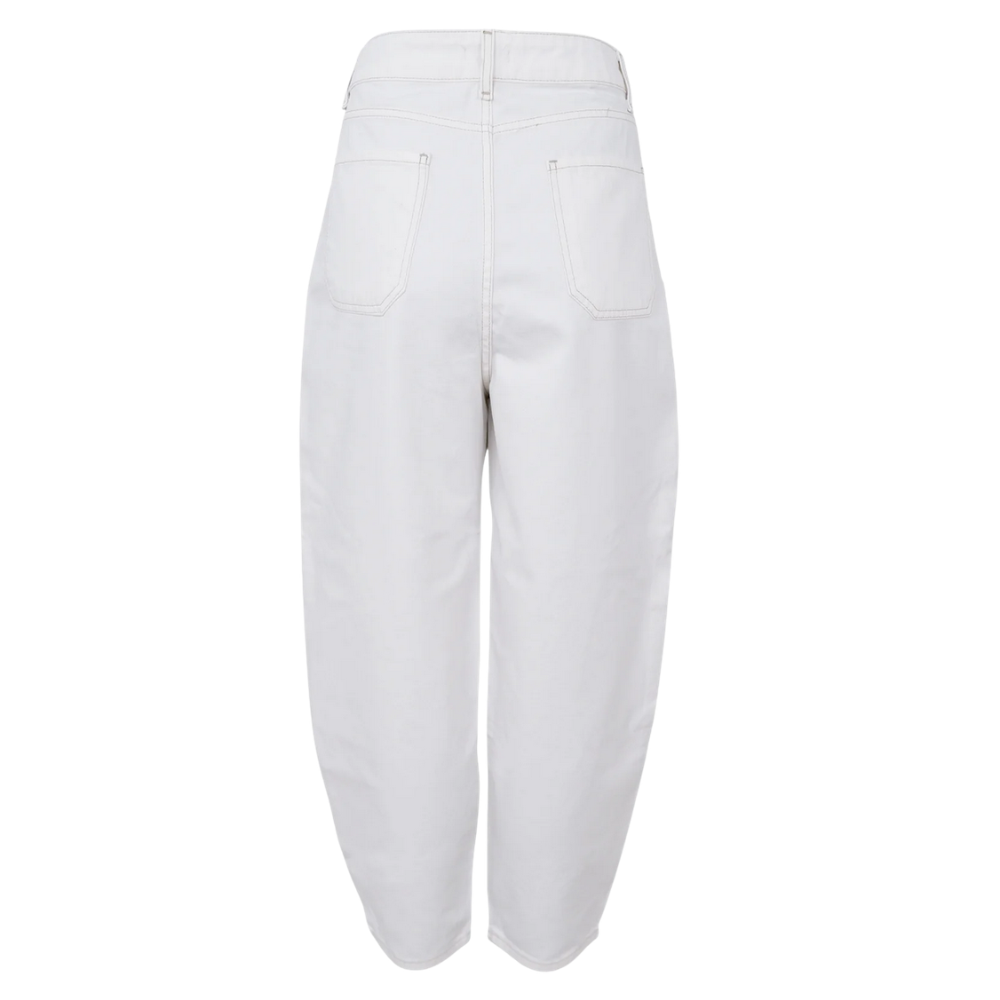 Black Colour-Cizzy Barrel Pant, offwhite