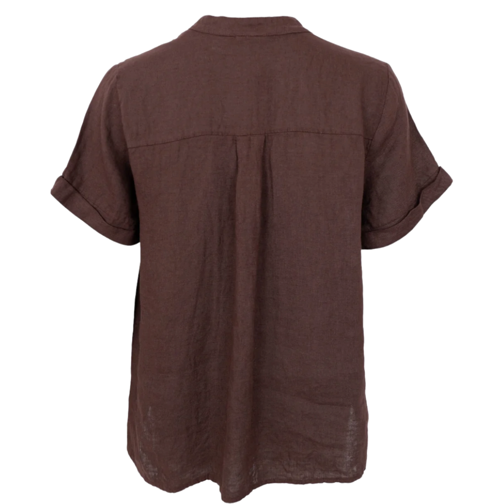 Black Colour - Elina SS Linen Shirt Coffee