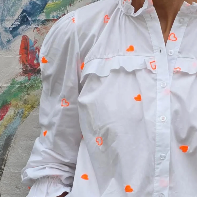 Not Sisters - Sweet Heart Shirt - White/Orange