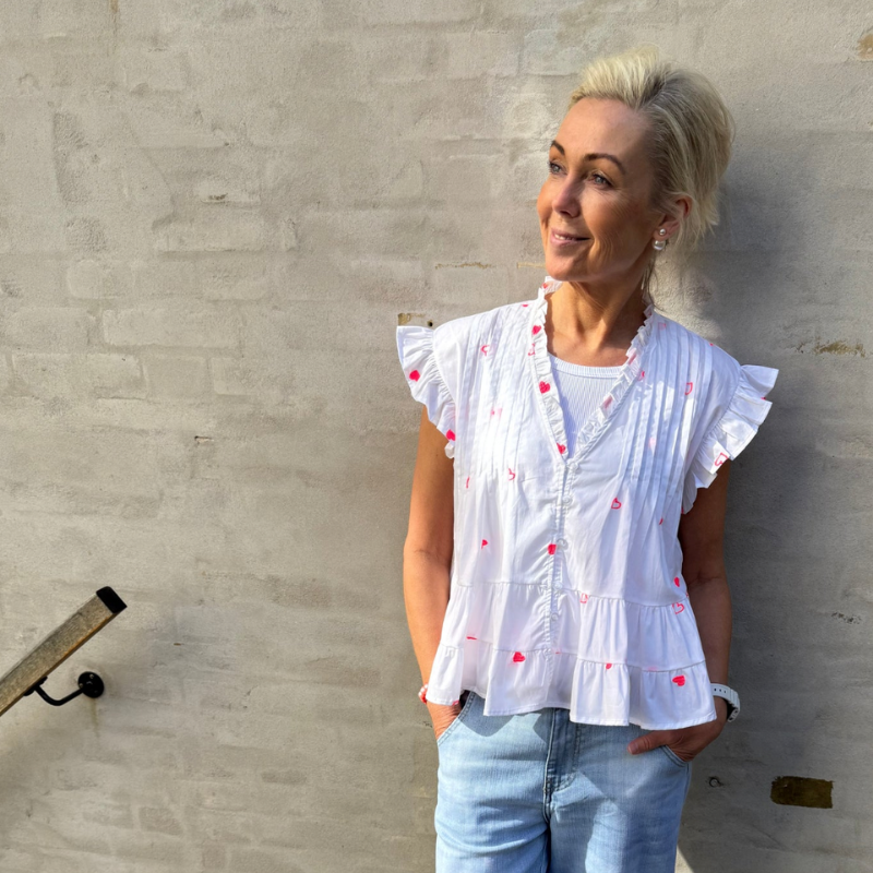 Not Sisters - Micado Blouse, White/Fuchsia Fluo