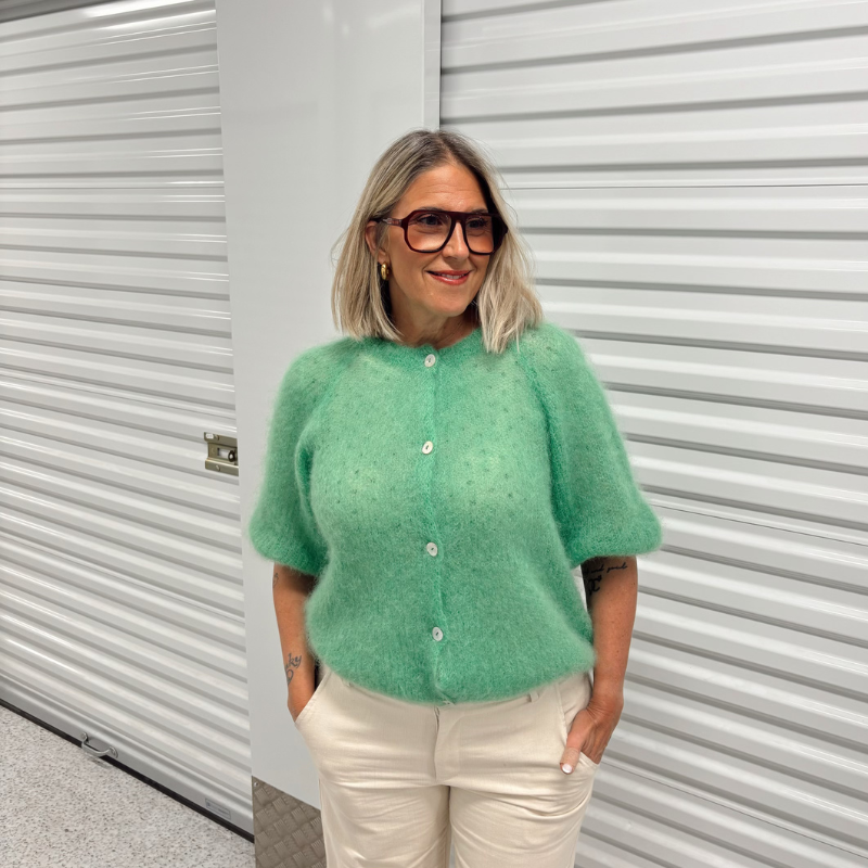 Black Colour - Knit Cardigan Green