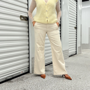 Black Colour - Box Pant Off White