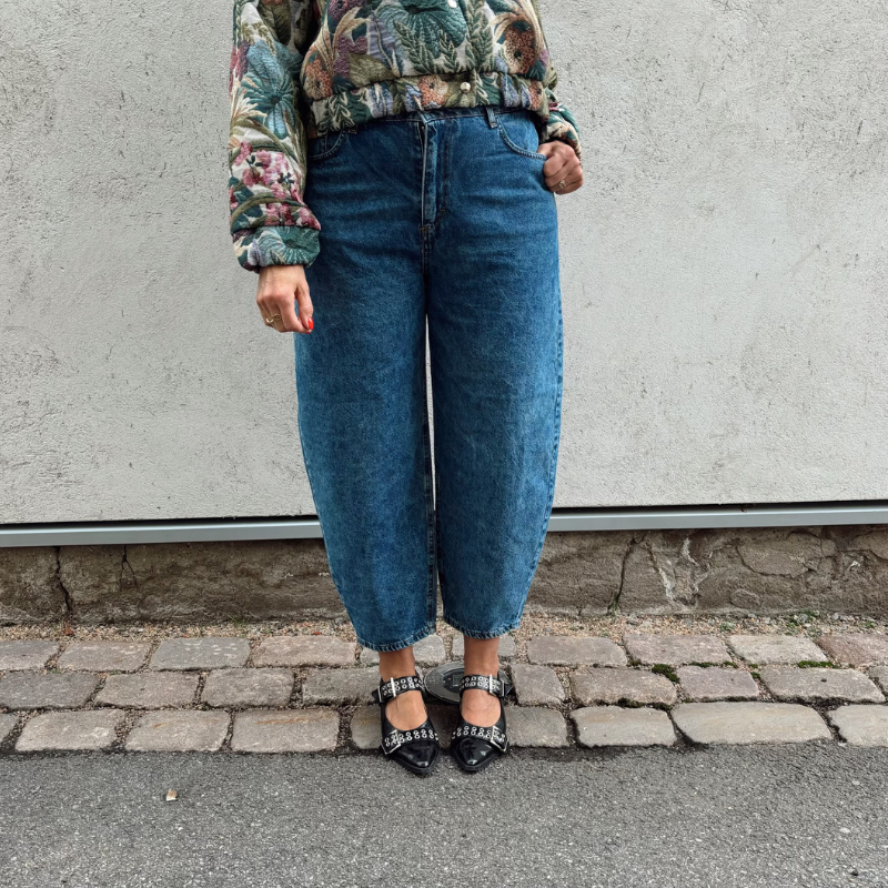 Black Colour - Denim Barrel Pant